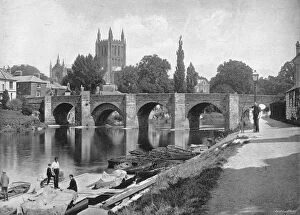 Cassell Co Collection: Hereford Cathedral and Wye Bridge, c1896. Artist: J Thirwall