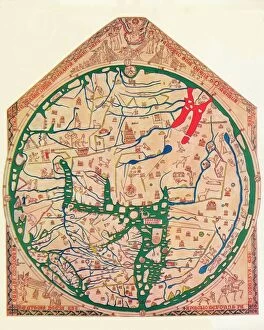 Maps Charts & Plans Collection: The Hereford Mappa Mundi, (c1285), 1912. Artist: Richard de Bello