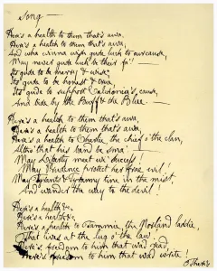Burns Prints: Heres a health to them thats awa, c1792. Artist: Robert Burns