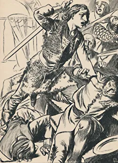 Blackie And Son Ltd Collection: Hereward and His Men Attack the Normans, c1907