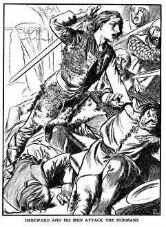 Charles Kingsley Collection: Hereward the Wake, Anglo-Saxon rebel, attacking Peterborough Abbey, 1070 (early 20th century)
