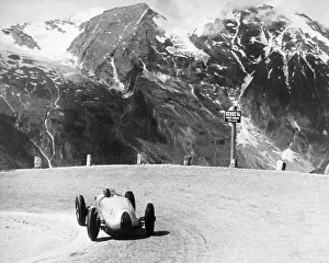 Corner Prints: Hermann Muller in an Auto Union, German Mountain Grand Prix, Grossglockner, Austria, 1939