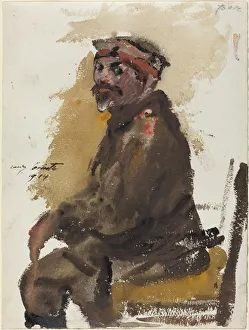 Corinth Lovis Prints: Hermann Struck in Uniform, 1914. Creator: Lovis Corinth