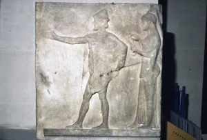 Hermes. Greek relief from Thasos, Greece, c470 BC