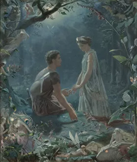 Hermia and Lysander. A Midsummer Nights Dream, 1870. Artist: Simmons, John (1823-1876)