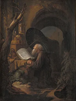 Hour Glass Prints: A Hermit, 1640-1740. Creator: Circle of Dou, Gerard (1613-1675)