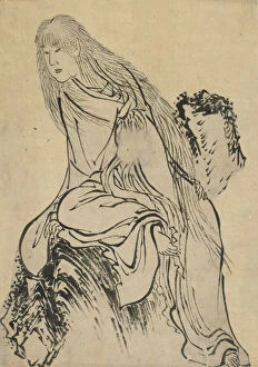 Hermit resting on a rock, late 18th-early 19th century. Creator: Hokusai