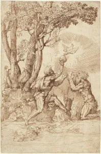 Paul The Apostle Prints: The Hermit Saints Paul and Anthony Receiving Bread from a Dove