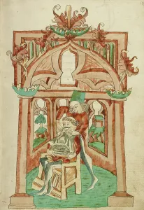Barber Shop Prints: The Hermit Being Shaved; Barlaam und Josaphat