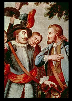 Madrid Prints: Hernan Cortes (1485-1547) and Diego Velazquez (1465-1524), Spanish coquerors