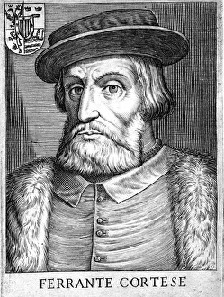 Mexico Prints: Hernan Cortes (1485-1547), Spanish conquistador who conquered Mexico