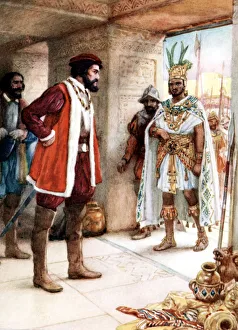Mexico Collection: Hernan Cortes meeting the Aztec Emperor Montezuma, 1519