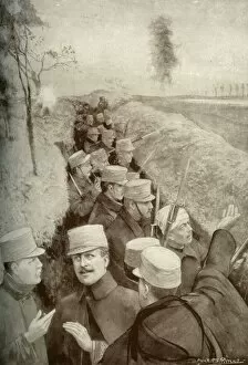 The Hero King of Belgium in the Trenches with his Soldiers, 1915. Creator: Unknown