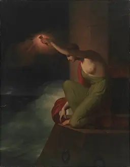 Leander Prints: Hero Waiting for Leander, 1808. Creator: Hoyer, C.F. (Christian Faedder) (1775-1855)