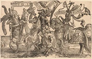 Lucas Van Leyden Dutch Prints: The Nine Heroes: Arthur, Charles the Great (Charlemagne), Godfrey of Bouillon, 1515-1517