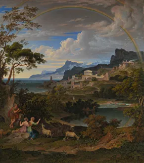Koch Prints: Heroic Landscape with Rainbow, 1824. Creator: Joseph Anton Koch