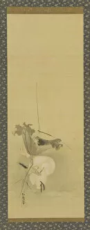 Ardeidae Gallery: Heron and lotus, Edo period, mid 17th-early 18th century. Creator: Kano Yoboku Tsunenobu