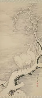 Ardeidae Gallery: Herons in the Snow, ca. 1840. Creator: Nakabayashi Chikuto