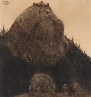 Fairy Tale Prints: Herr Birre och trollen. Illustration for Bland tomtar och troll (Among Gnomes and Trolls) by Alfre