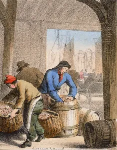 Curing Prints: Herring Curing, c1845. Artist: Benjamin Waterhouse Hawkins