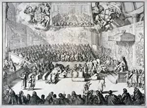William Iii Gallery: Het hoog-en lager-huys van Engelandt, 1689. Artist: Romeyn de Hooghe