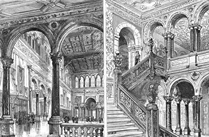 Great Hall Prints: Hewell Grange, Birmingham; The Great Hall and The Great Staircase, 1891. Creator: Unknown