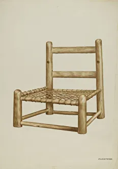 Rush Bottom Prints: Hickory High Chair, c. 1938. Creator: Florence Hastings