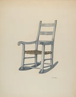Straw Prints: Hickory Rocking Chair, c. 1940. Creator: Pearl Davis