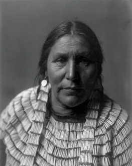 Hair Pipe Prints: Hidatsa woman, c1908. Creator: Edward Sheriff Curtis