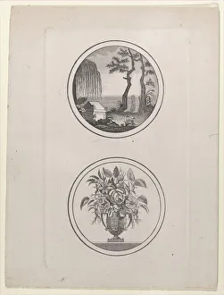 First Consul Bonaparte Collection: Hidden silhouette of Napoleon visiting his tomb; vase of flowers, 1821-1900. 1821-1900