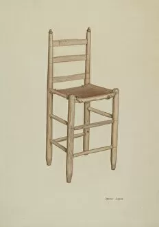 Animal Skin Collection: Hide-bottom High-seat Chair, c. 1939. Creator: Dorothy Johnson