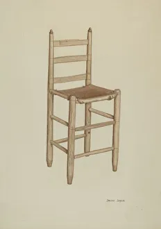 Upholstered Seat Prints: Hide-bottom High-seat Chair, c. 1939. Creator: Dorothy Johnson