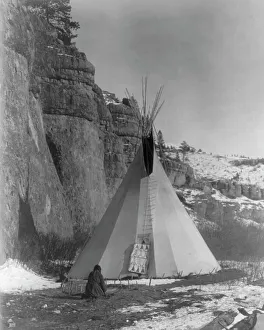 Hide stretching-Apsaroke, c1908. Creator: Edward Sheriff Curtis