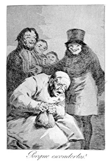 Money Bag Prints: Why hide them!, 1799. Artist: Francisco Goya