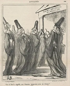 Needle Prints: Hier le fusil a aiguille, eux demain... 19th century. Creator: Honore Daumier