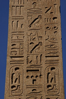 Hieroglyphic writing, Flaminio Obelisk, Piazza del Popolo, Rome, Italy, 2009. Creator: LTL