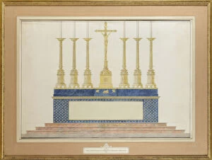 Gouache On Paper Gallery: The high altar for the marriage of Napoleon I and Marie-Louise of Austria, ca 1805-1809