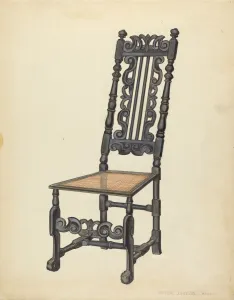 Woodwork Prints: High-Back Side Chair, c. 1937. Creator: Arthur Johnson