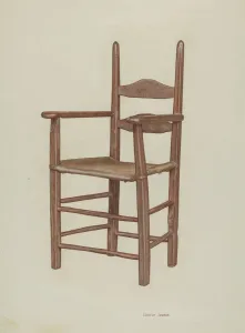 Upholstered Seat Prints: High-bottom High-back Armchair, c. 1939. Creator: Dorothy Johnson