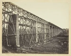 Tim Osullivan Prints: High Bridge Crossing the Appomattox, Near Farmville, 1865. Creator: Alexander Gardner
