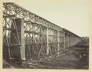 Timber Gallery: High Bridge Crossing the Appomattox, Near Farmville, 1865. Creator: Alexander Gardner