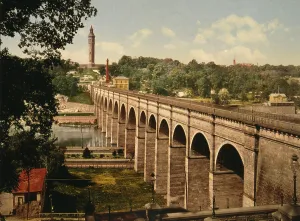Harlem River Prints: High Bridge, New York City, ca 1900. Creator: Unknown