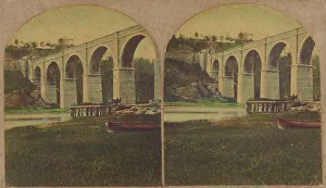 High Bridge, New York; No. 3. View of the Section from the Lower Banks...Cost, $963, 427.80...1860s. Creator: New York Stereoscopic Company