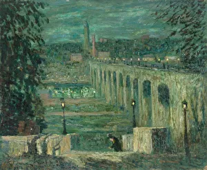 Viaduct Prints: High Bridge at Night, New York City, c. 1910 / 1920. Creator: Ernest Lawson
