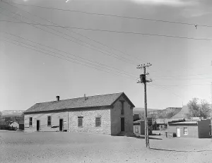 Deserted Prints: High school in Escalante, Utah, 1936. Creator: Dorothea Lange