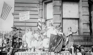 Float Prints: High School Float in Wake Up parade, 1917. Creator: Bain News Service