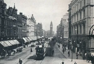 Belfast Prints: High Street, Belfast, showing the Albert Memorial in the distance, 1917