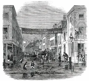 High Tide Prints: The High Tide - Overflow of the Thames on Tuesday - Vine-Street