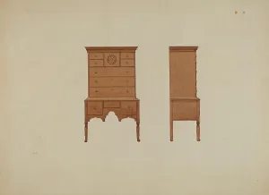 Weiss Fred Prints: Highboy-front and Side Views, c. 1936. Creator: Fred Weiss