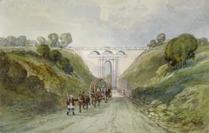 Highgate Prints: Highgate Archway viaduct, London, c1820